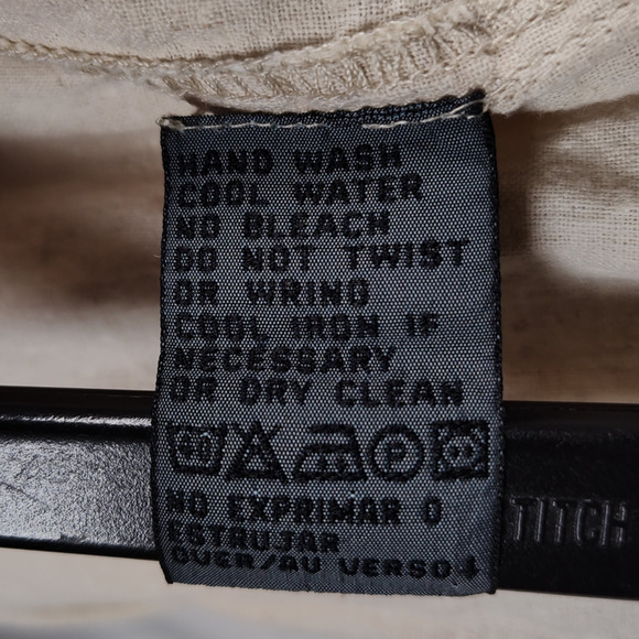 Vintage 90s Linen Blend Romper Size S Beige Micro Dot Short Sleeve Pockets - Picture 14 of 15